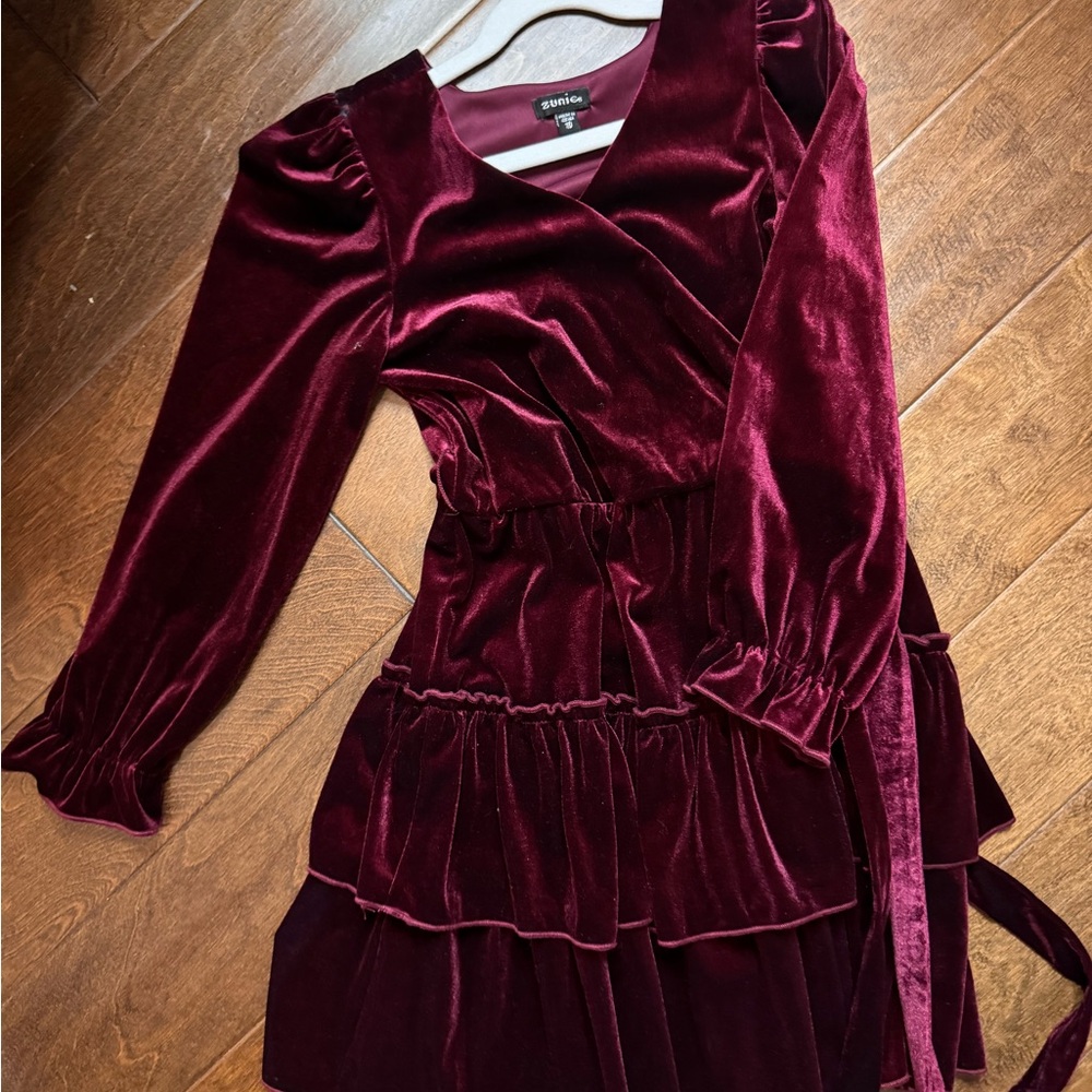 Zunie Deep Red Velvet Dress